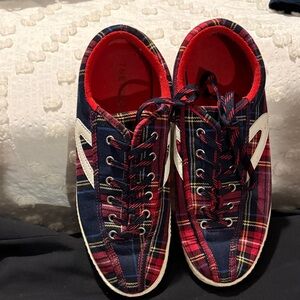 Tretorn Plaid Sneakers with Red and Blue Accents